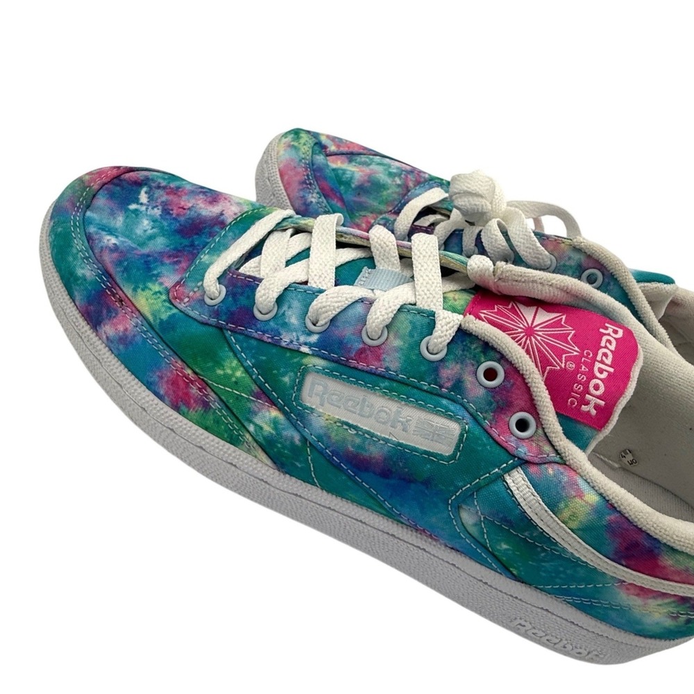 Reebok Club C 85 Tie Dye Glass Blue Dynamic Pink Women 10 Low Top Sneaker